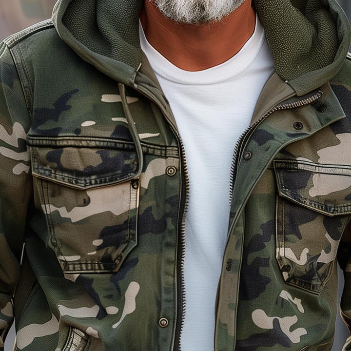 Cavonni™ Camouflage Cargo Jacket with Hood and Multiple Pockets