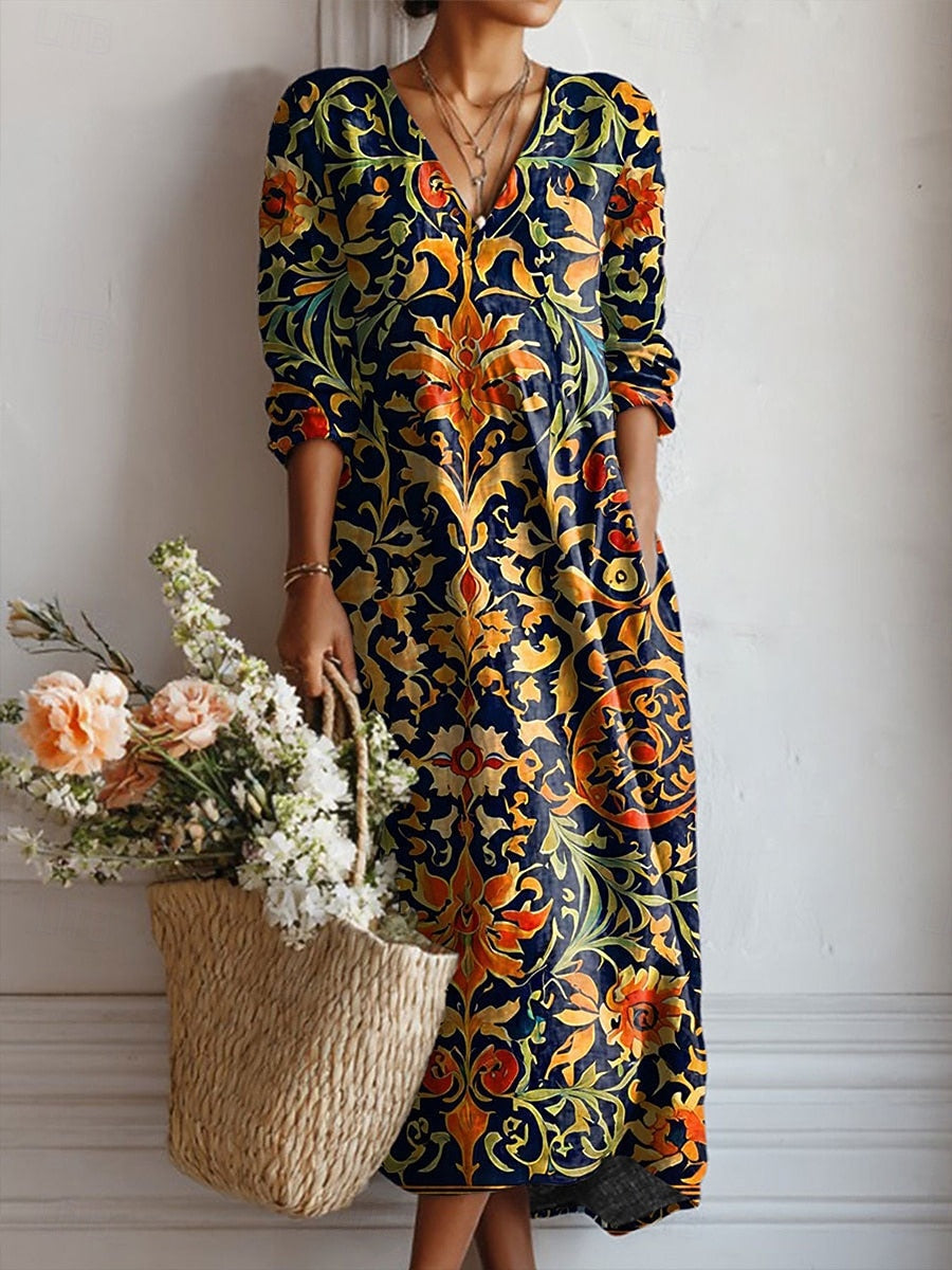 Voreya | Long Ethnic Dress with Fluid and Elegant Design
