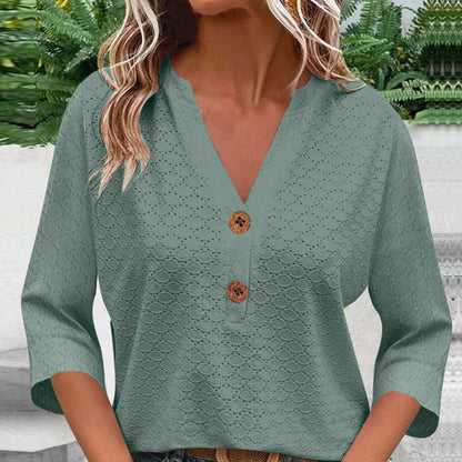 Javelle™ Women's V-Neck Blouse with Buttons