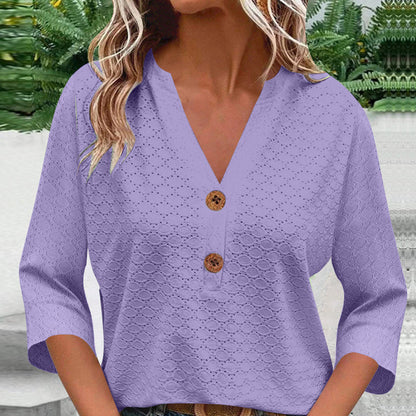 Javelle™ Women's V-Neck Blouse with Buttons