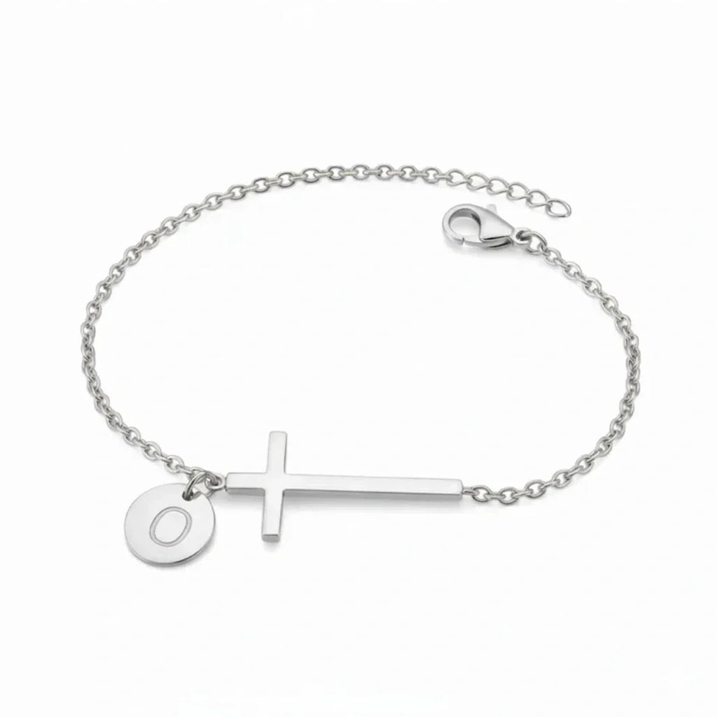 Elodryn™ Sacred Initial Bracelet – Personalized Cross