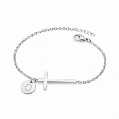 Elodryn™ Sacred Initial Bracelet – Personalized Cross