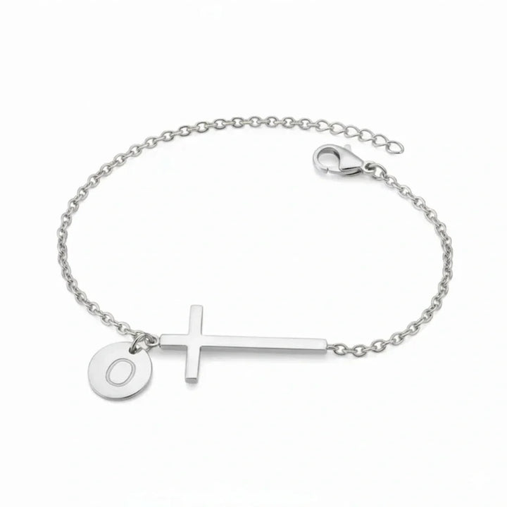 Elodryn™ Sacred Initial Bracelet – Personalized Cross