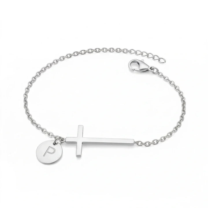 Elodryn™ Sacred Initial Bracelet – Personalized Cross