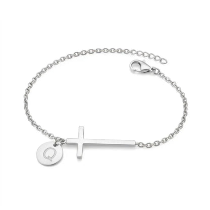 Elodryn™ Sacred Initial Bracelet – Personalized Cross