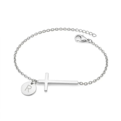 Elodryn™ Sacred Initial Bracelet – Personalized Cross