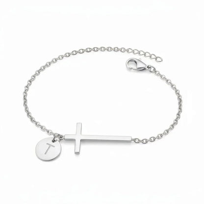 Elodryn™ Sacred Initial Bracelet – Personalized Cross