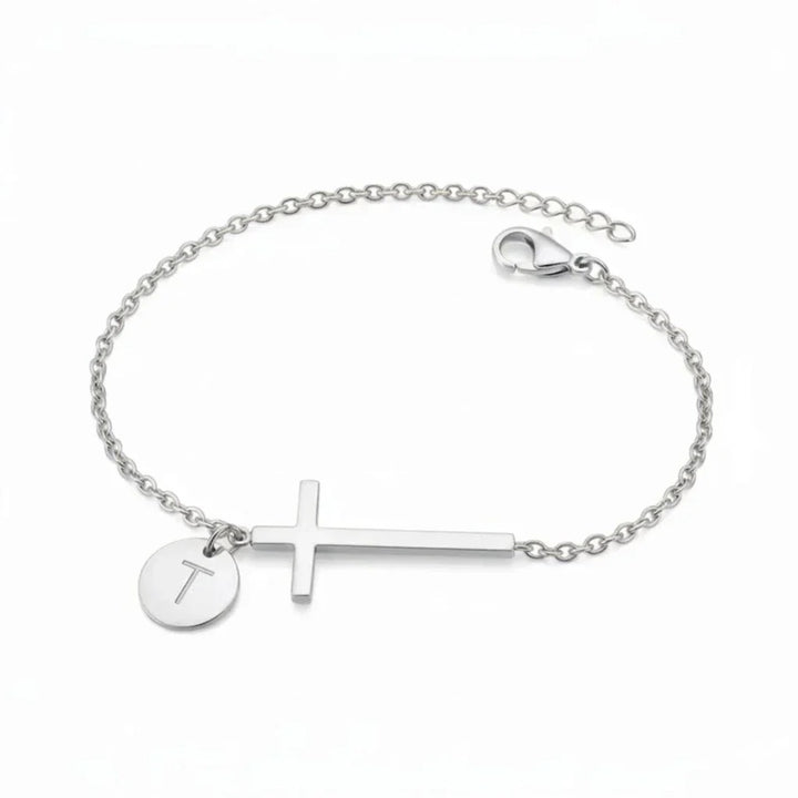 Elodryn™ Sacred Initial Bracelet – Personalized Cross