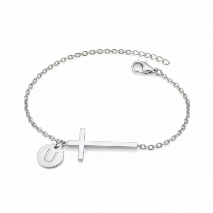 Elodryn™ Sacred Initial Bracelet – Personalized Cross