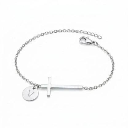 Elodryn™ Sacred Initial Bracelet – Personalized Cross