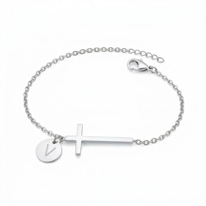Elodryn™ Sacred Initial Bracelet – Personalized Cross