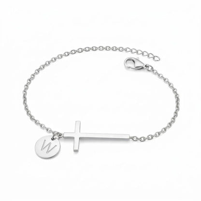 Elodryn™ Sacred Initial Bracelet – Personalized Cross