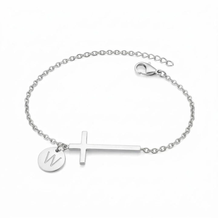Elodryn™ Sacred Initial Bracelet – Personalized Cross