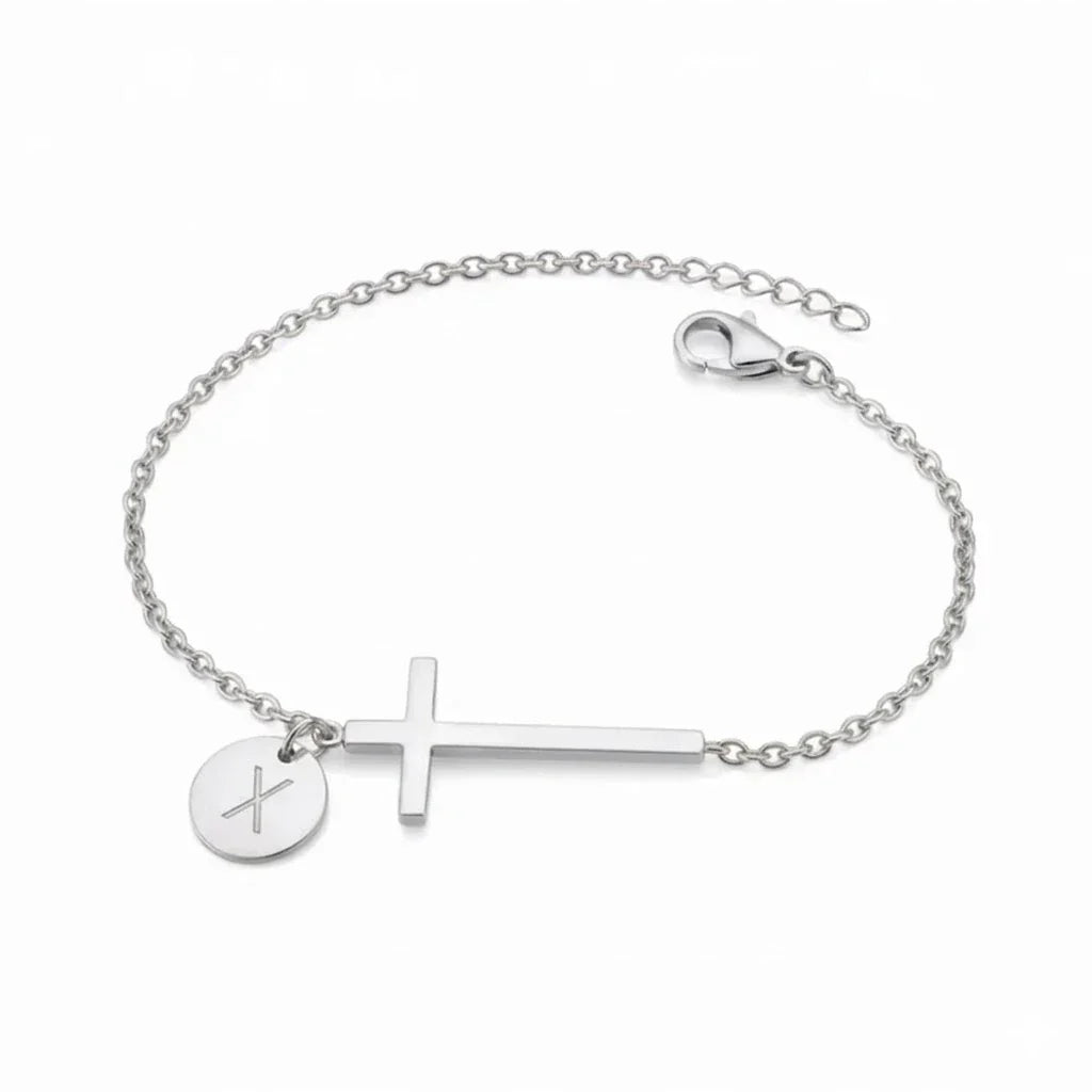 Elodryn™ Sacred Initial Bracelet – Personalized Cross