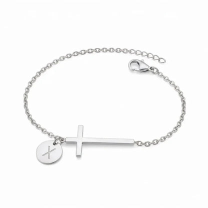 Elodryn™ Sacred Initial Bracelet – Personalized Cross