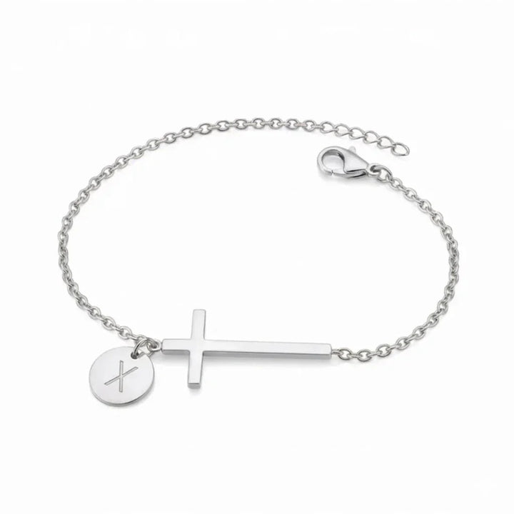 Elodryn™ Sacred Initial Bracelet – Personalized Cross