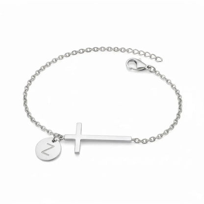 Elodryn™ Sacred Initial Bracelet – Personalized Cross