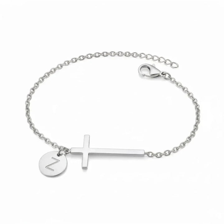 Elodryn™ Sacred Initial Bracelet – Personalized Cross