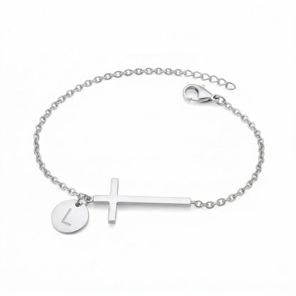 Elodryn™ Sacred Initial Bracelet – Personalized Cross