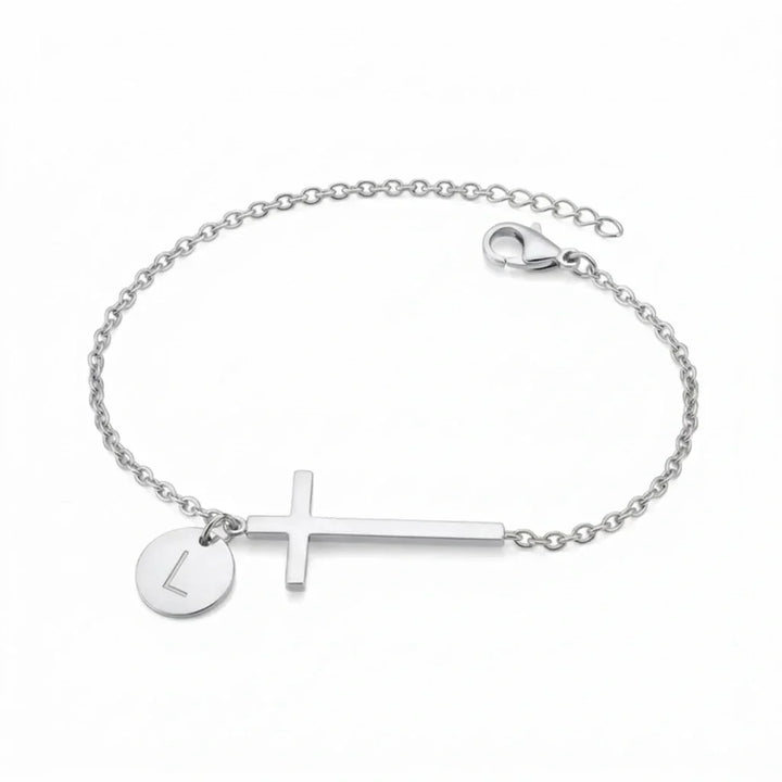Elodryn™ Sacred Initial Bracelet – Personalized Cross