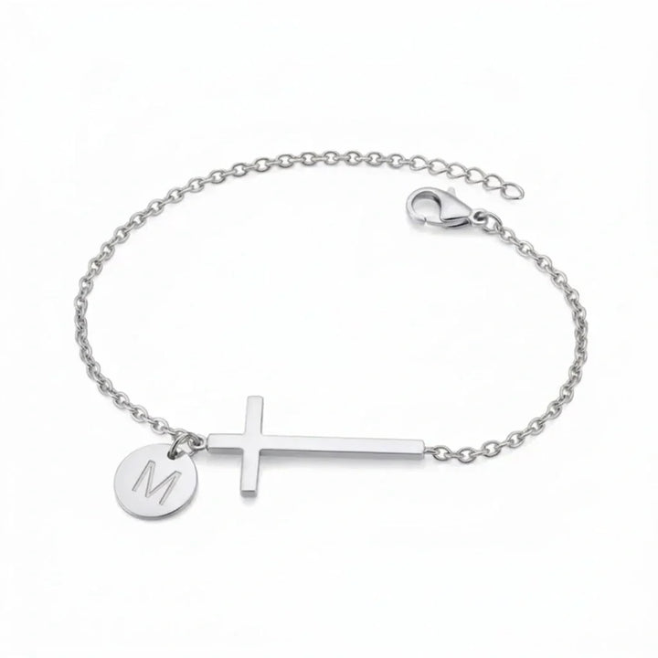 Elodryn™ Sacred Initial Bracelet – Personalized Cross