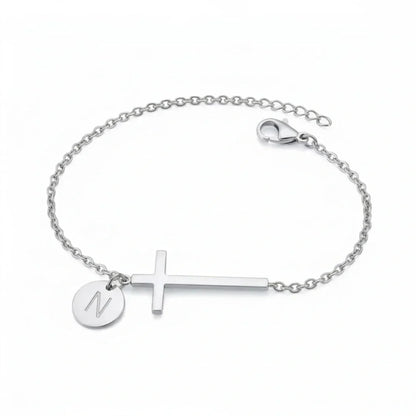 Elodryn™ Sacred Initial Bracelet – Personalized Cross