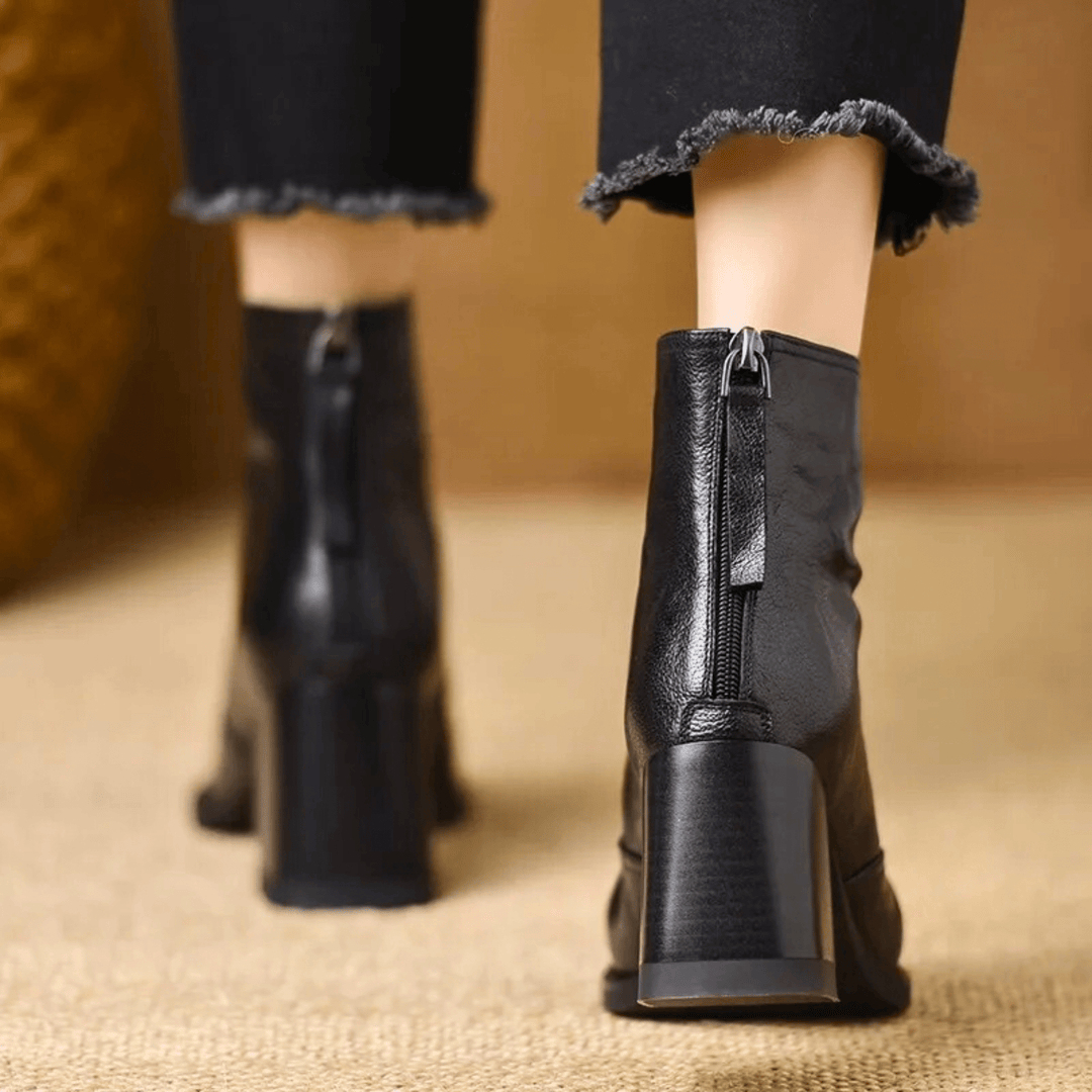 Cavelle™ Luxurious Comfortable Ankle Boots with Mid-High Stylish Heel