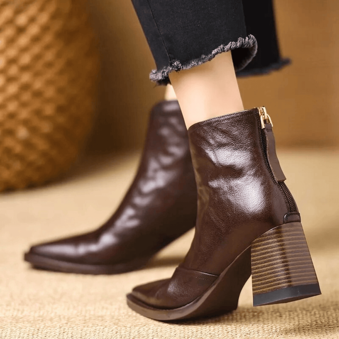 Cavelle™ Luxurious Comfortable Ankle Boots with Mid-High Stylish Heel